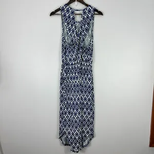 Banana Republic Ikat Maxi Dress Womens Medium Blue White Sleeveless‎ Resort Chic thumbnail 9