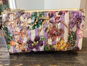 Brahmin Daisy Pinstripe Petals Melbourne DI Leather Clutch thumbnail 1
