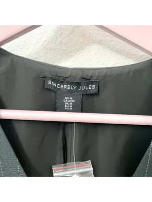 NWT Sincerely Jules Grey Pinstripe Vest Dress Pleasted Skirt M Business Casual thumbnail 3