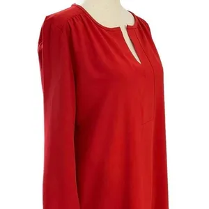 Loft Women Size Small Red Dress Long Sleeve Split Crew Straight | 9-961 thumbnail 5