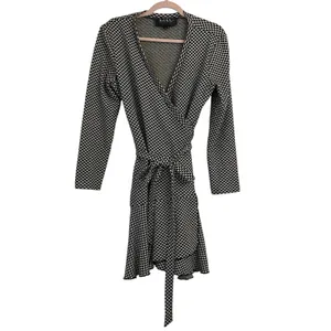Nicole Miller Collection‎ Claudette Knit Wrap Sweater Dress L Geometric Ruffles thumbnail 2