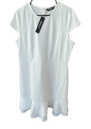 NWT Allegra K size L A line dress ruffled hem cap sleeves. thumbnail 1