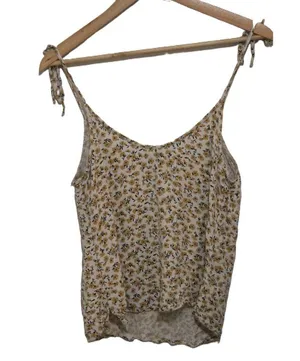 Women's Abercrombie & Fitch Yellow Floral Spaghetti Strap Tank Top Size Medium M thumbnail 2