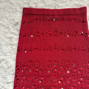 I.AM.GIA Alix Skirt Swim Coverup Maxi Elastic Waist Crochet Sheer Red XXS thumbnail 6