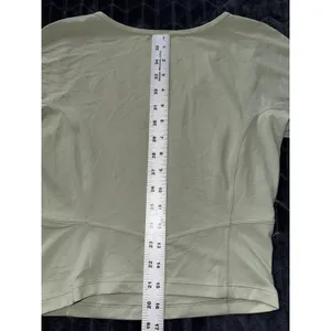 Lululemon‎ Nulu Cropped Slim Yoga Short Sleeve Green Fern V Neck Top Women 4 thumbnail 6