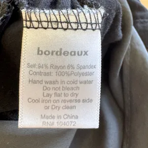 Bordeaux Black Mixed Media High Low Long Sleeve Top Small Raglan Satin Trim thumbnail 9