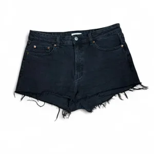 H&M Black High-Waisted Denim Cut-Off Shorts - Women’s Size 12 - Raw Hem thumbnail 2