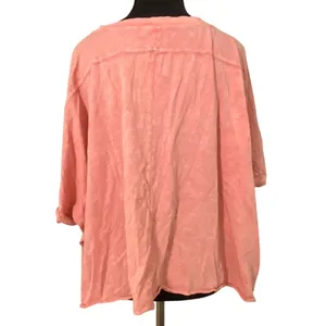 Maronie Pink Slub Cotton Oversized Boxy Tee Made in USA Medium thumbnail 3