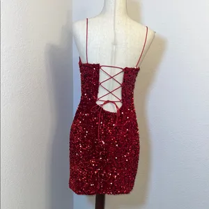 NOX Anabel Red Sequin Strapless Bodycon‎ Mini Dress Size 8 thumbnail 5