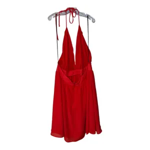 Nymphe Los Angeles Red Halter Mini Dress, Medium thumbnail 3