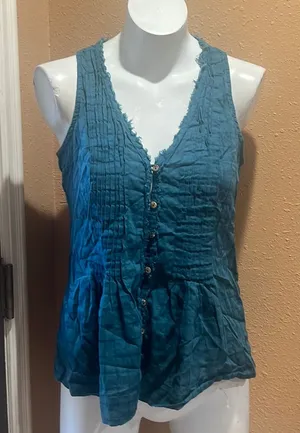 Maeve by Anthropologie blue ruffled tank thumbnail 1