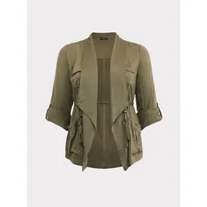Torrid Army Green Light Weight Drape Front Anorak Top 00 Medium/10 thumbnail 9
