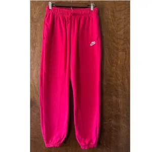 Nike sz S Oversized Berry Pink High Rise Baggy Drawstring Sweatpants Pockets thumbnail 6