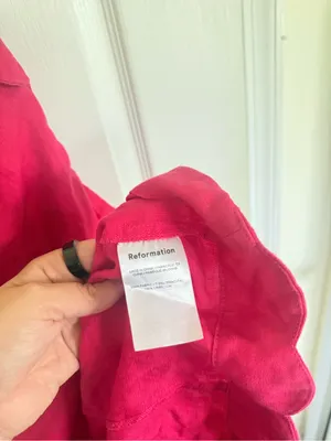 Reformation Isles Linen Mini Dress in Pink thumbnail 5