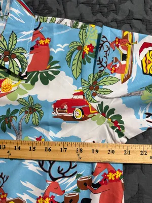 SSLR women's collection button down surfing santa tropical reindeer boats water thumbnail 6