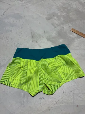 Brooks Neon Lime Running Shorts with Teal Waistband thumbnail 5