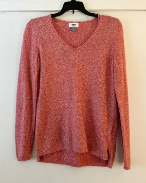 Old Navy Red Marled Sweater Classic V-Neck thumbnail 1