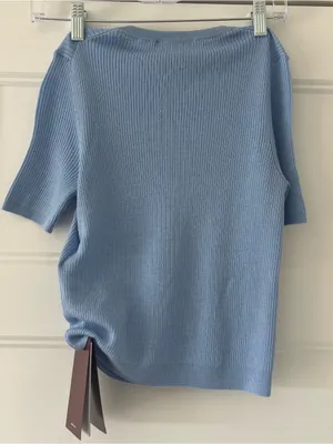 NWT Gucci Blue Wool & Silk Knit Short Sleeve Top Women Size S thumbnail 3