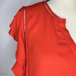 Zac & Rachel Womens Sleeveless Red Blouse V-Neck Flutter Sleeve Size L thumbnail 3