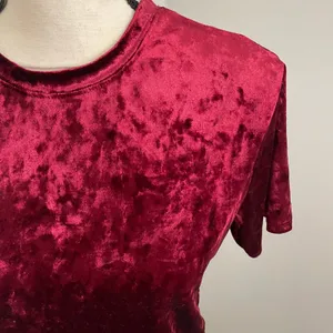 Garage Red Velvet Short Sleeve Tee size XS Modern‎ Crop Boxy Vamp Jewel Tone Top thumbnail 3