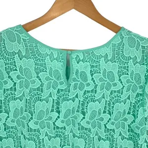 Philosophy Womens Crewneck Scalloped Lace‎ Overlay Top Seafom Green Size XL thumbnail 3