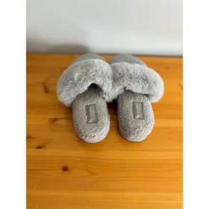 Koolaburra Fuzzy‎ Slippers Cozy Faux Fur Slip On Slides Gray Size 9 thumbnail 2