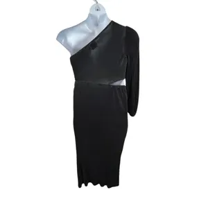 Hello Molly Black One Shoulder Cut Out Midi Dress Wedding Party Slit Bodycon thumbnail 13