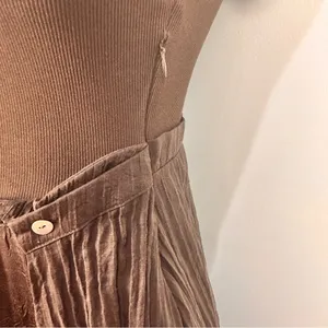 Zara Mixed Pareo Tank Dress Sz M Brown Skirt Overlay Faux Wrap thumbnail 10
