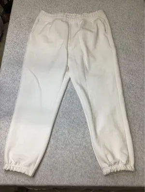 CALIA Womens Soft Scuba Fleece High Rise Jogger Pants White Large L Ankle Length thumbnail 1