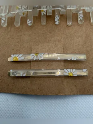 Clear Daisy Hair Claw and Pin Set - White & Gold Floral thumbnail 2
