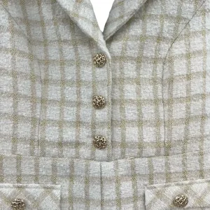 Endless Rose Suited Tweed Romper Plaid Check White Gold‎ Size Medium thumbnail 6