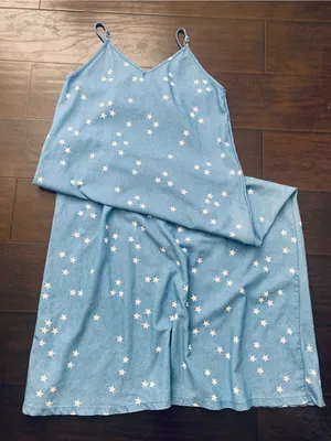Levi's Women's White American Stars Print Blue Jean Denim Maxi Dress | Size: S/M thumbnail 8