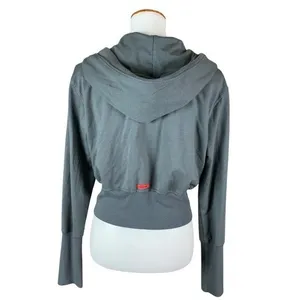 House‎ ID Gray Zip Up Hoodie Cropped Sweatshirt Athleisure Streetwear Large thumbnail 4