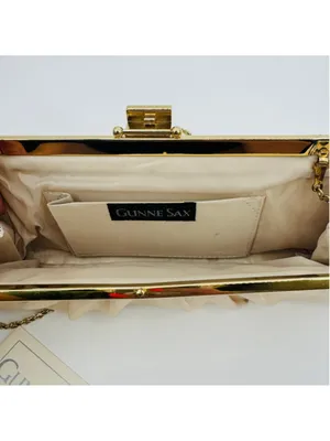 NWT Vintage Gunne Sax Champagne Satin Gold Evening Bag Formal Clutch thumbnail 5