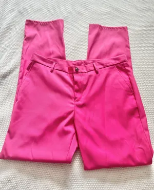 Barbie pink business casual straight leg trouser pants thumbnail 1