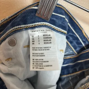 American Eagle Women’s Jeans Pinstripe Mom White Stripe 100% Cotton Blue Size‎ 2 thumbnail 8