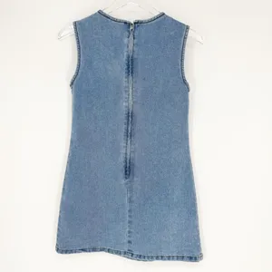 Vigoss Sleeveless Denim‎ A-Line Mini Dress Women's Size XS Blue Y2K thumbnail 3