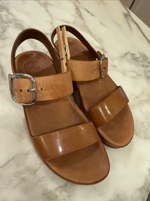 FitFlop Brown Leather Buckle Platform Sandals thumbnail 1