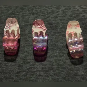 Set of Six Pink and Clear Hair Claw Clips Set thumbnail 1