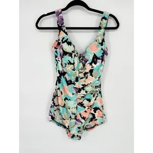 VTG Maxine Of Hollywood 14 Retro Inspired Floral One Piece Bathing‎ Suit Pinup thumbnail 2