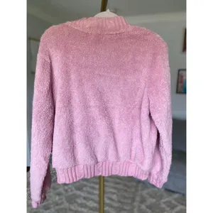 Olivia Sky Blush Bomber Jacket‎ Fuzzy Cozy Winter Buttery Soft Zip Baddie NWTs M thumbnail 3