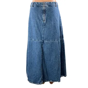 MNG Mango Womens Blue Medium Wash High Waist A Line Midi Denim Jean Skirt Size L thumbnail 3