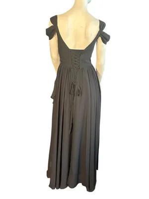 Monvelli Lined Chiffon High-Low Dress Black Size 4 NWT thumbnail 4