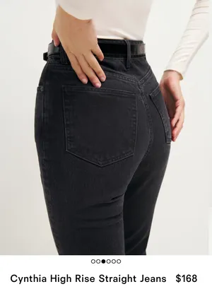 Reformation Black Cynthia High Rise Straight Jeans 23 NWT thumbnail 3