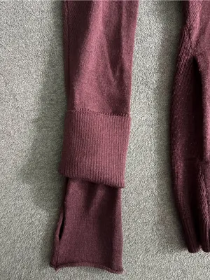 Lululemon Burgundy Wool Full Zip Mock Neck Sweater Jacket Women's thumbnail 6