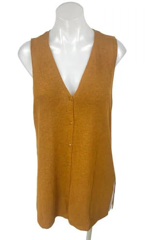 MNG Mango Tan Caramel Sleeveless V Neck Button Up Vest Tank Mini Dress Size S thumbnail 1