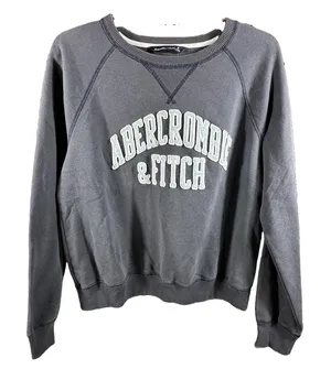 Y2K Abercrombie & Fitch Sweatshirt Women M Blue Lived In 3D Spellout Patch 90's thumbnail 1