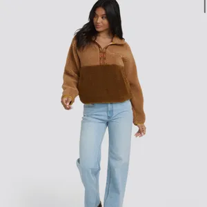 Billabong Two-Tone‎ Brown Teddy Fleece Pullover Jacket thumbnail 3