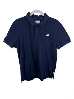 Project Earth Clothing Navy Blue Organic Cotton Leaf‎ Polo Shirt Large Womens thumbnail 1