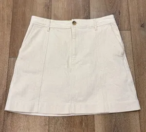 🌟 Madewell 🌟 A Line Cotton Stretch Natural Denim Mini Skirt Cream Sz 8 thumbnail 1